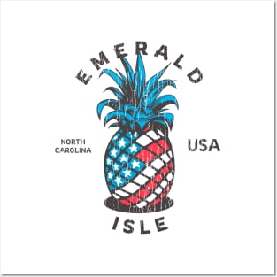 Emerald Isle, NC Summertime Vacationing Patriotic Pineapple Posters and Art